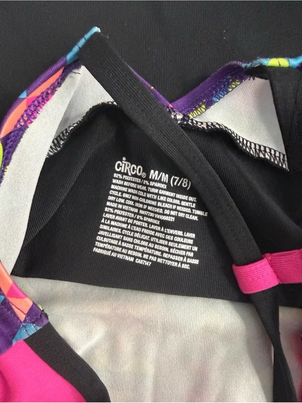 Circo Girls' Geometric Tankini Set - Purple, Pink & Black